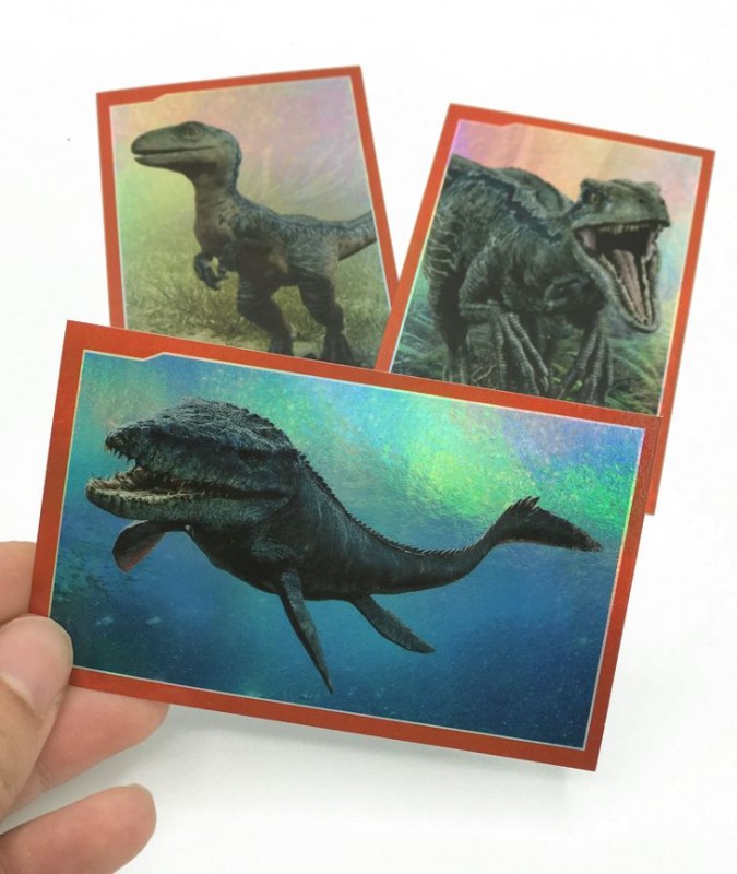 Jurassic World Anthology Sticker & Cards Dinosaurier Aufkleber Beispiel Metallic Look