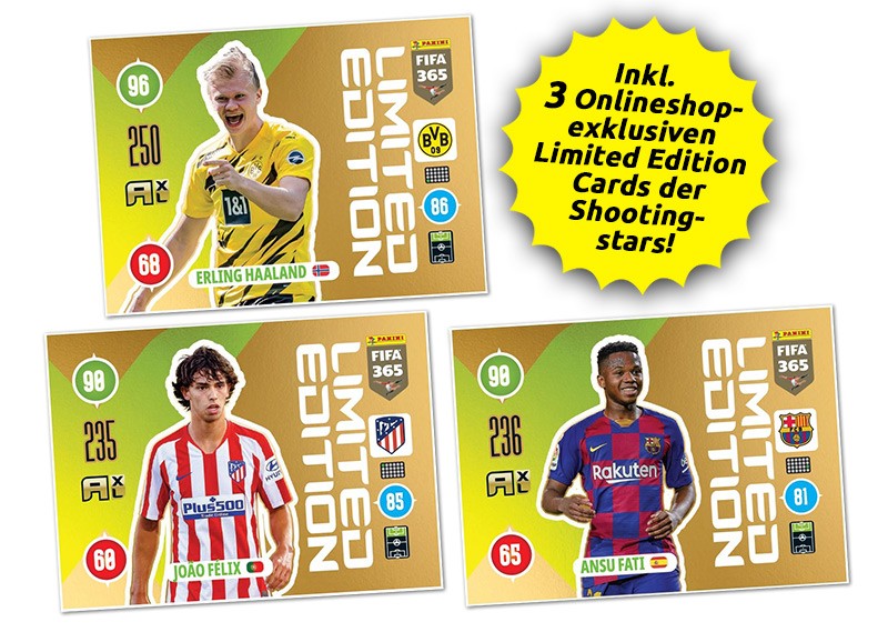 Panini FIFA 365 Adrenalyn XL 2021 - Limited Edition Cards Haaland / Felix / Fati