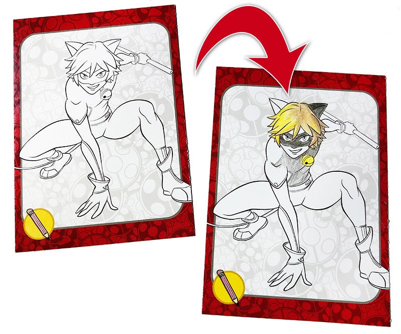 Miraculous Sticker und Trading Cards Sondersticker Beispiel Trading Card mit matter Oberfläche zum Ausmalen