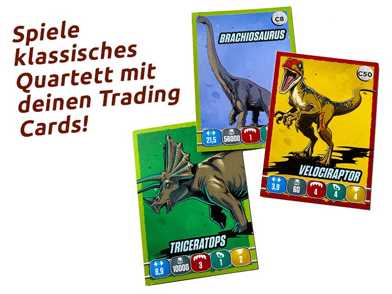 Jurassic World Sticker und Cards Quartett Trading Cards Dinosaurier