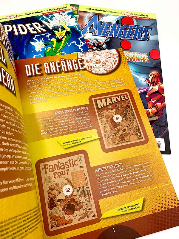 Marvel-Meilensteine Stickeralbum in den Heftserien Spider-Man, Avengers und Deadpool