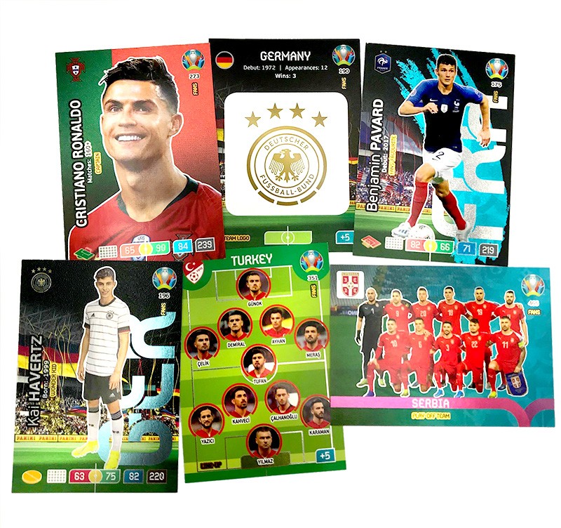 Abbildung von fünf Special Cards Fans der UEFA Euro 2020 Adrenalyn XL
