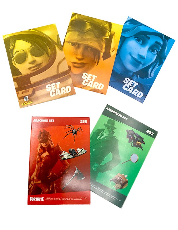 Fortnite Reloaded Trading Cards - Beispiel der Set Cards mit zwei Motiven