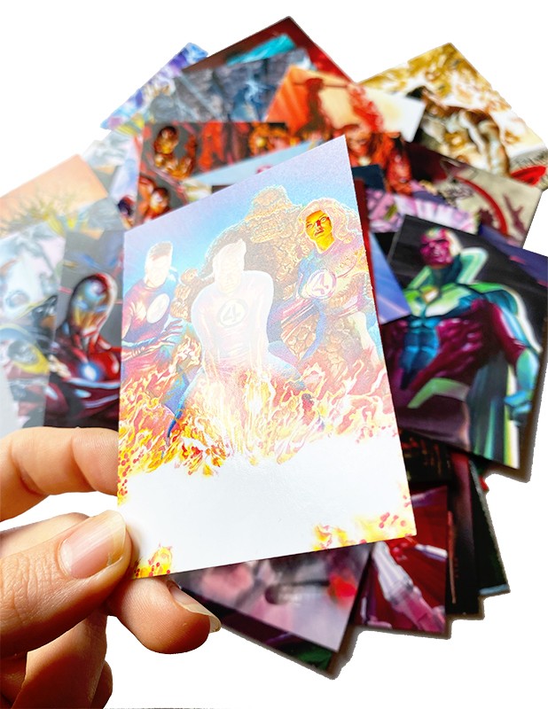 80 Jahre Marvel Sticker und Trading Cards Beispiel 2 UV Lackierung der Cards