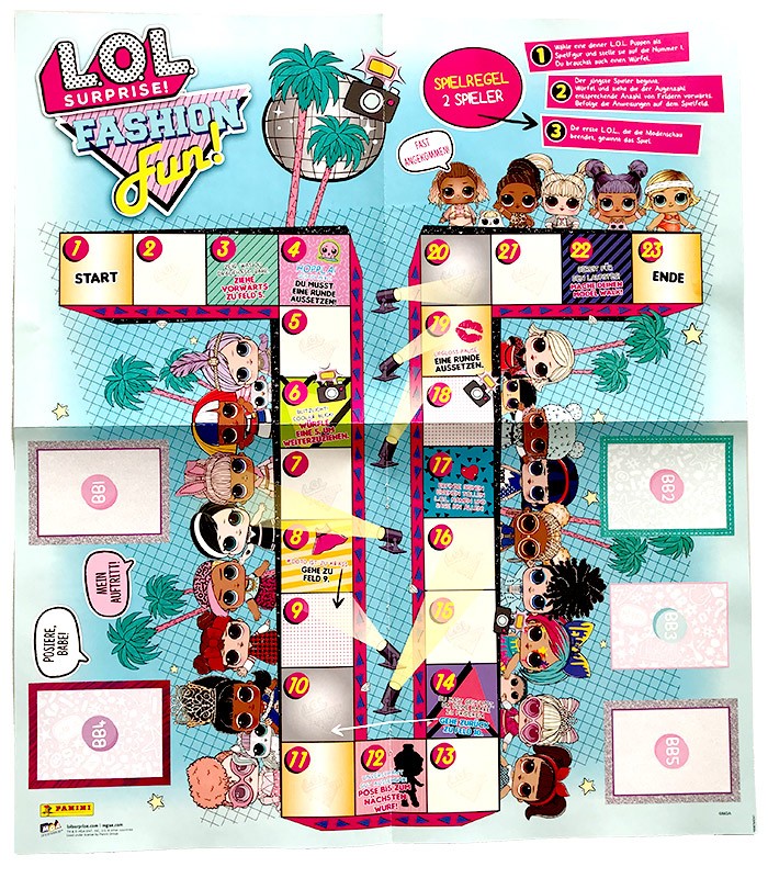 L.O.L. Surprise! Fashion Fun Poster zum Heraustrennen Rückseite Würfelspiel