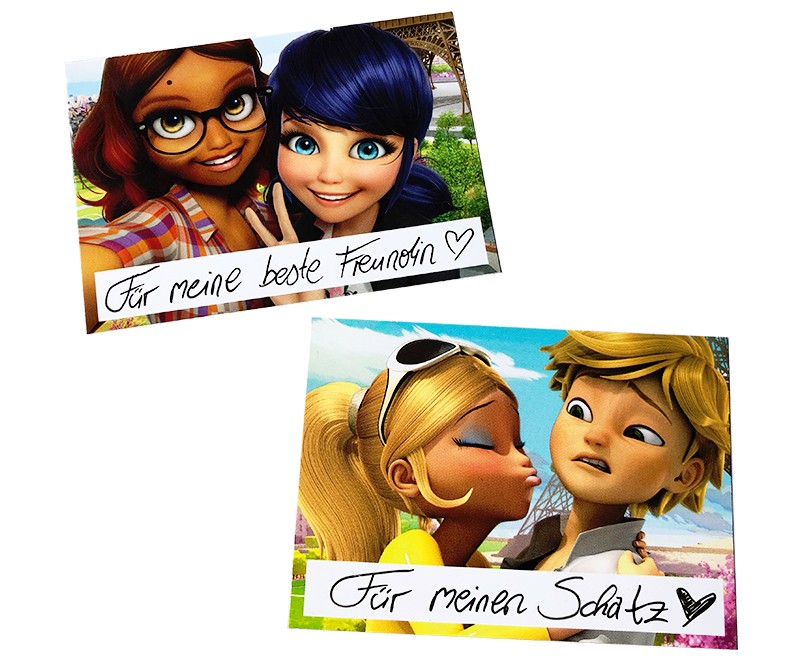 Miraculous Sticker und Trading Cards Sondersticker Beispiel Trading Card als Grußkarte