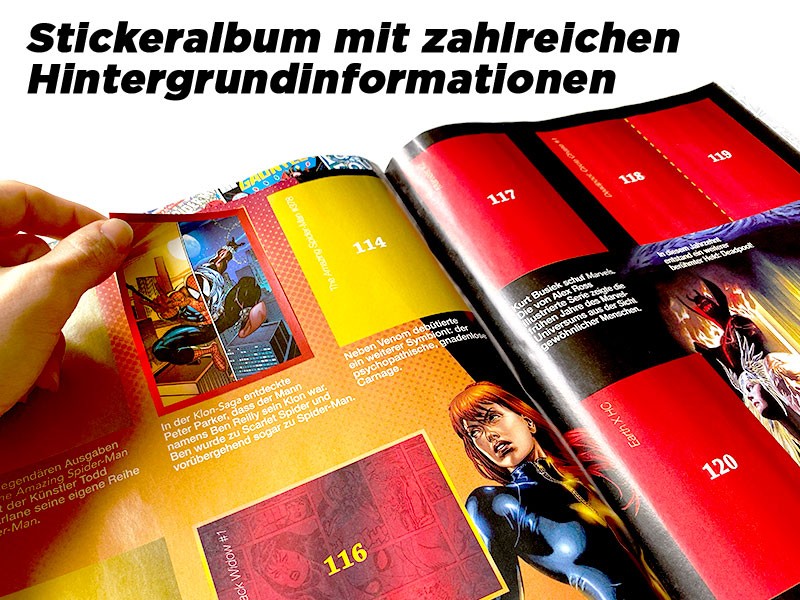 80 Jahre Marvel Sticker und Trading Cards Sammelalbum Innenansicht