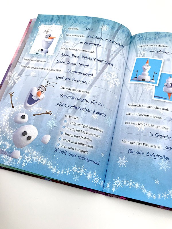 Disney Die Eiskönigin 2 - Mein Anna-Freundebuch Beispiel ausgefüllte Innenseite Olaf