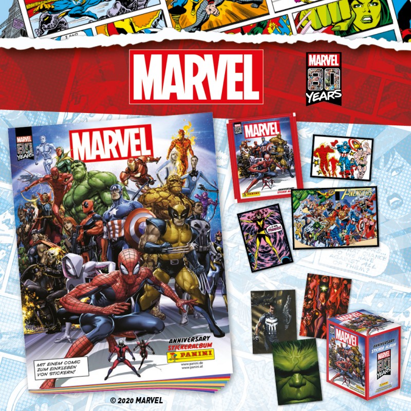 80 Jahre Marvel Sammelkollektion Sticker und Trading Cards