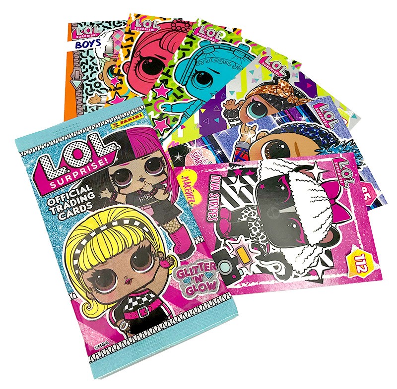 L.O.L. Surprise! Glitter 'n' Glow - Trading Cards Beispiel Flowpack mit Inhalt