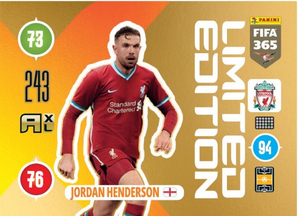 Panini FIFA 365 Adrenalyn XL 2021 Kollektion – LE-Card Jordan Henderson Vorne