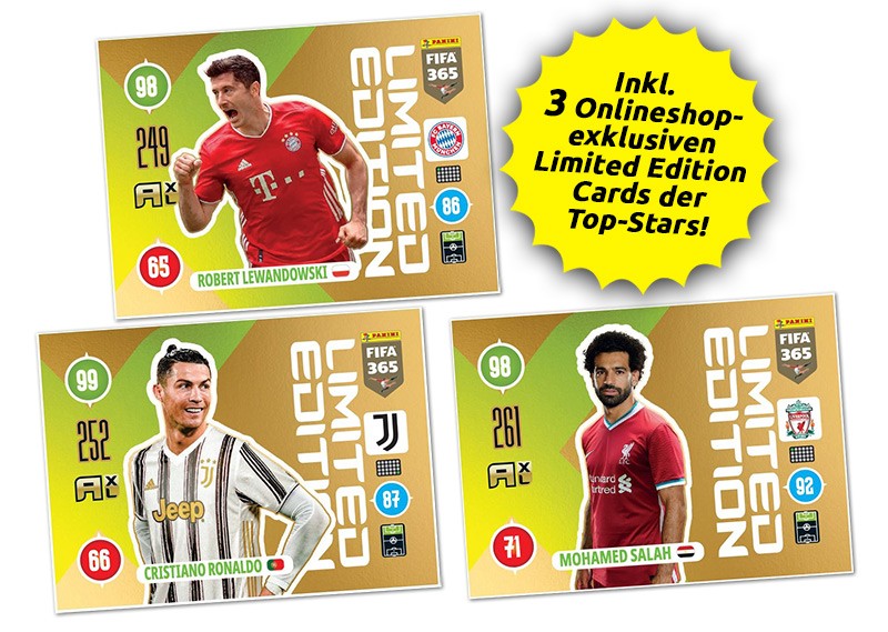 Panini FIFA 365 Adrenalyn XL 2021 - Limited Edition Cards Lewandowski / Ronaldo / Salah