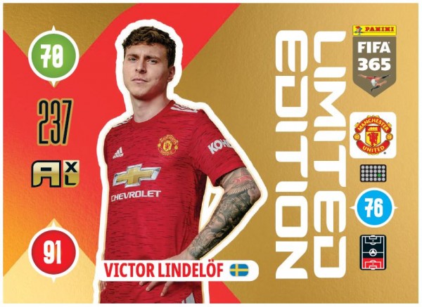 Panini FIFA 365 Adrenalyn XL 2021 Kollektion – LE-Card Victor Lindelöf Vorne