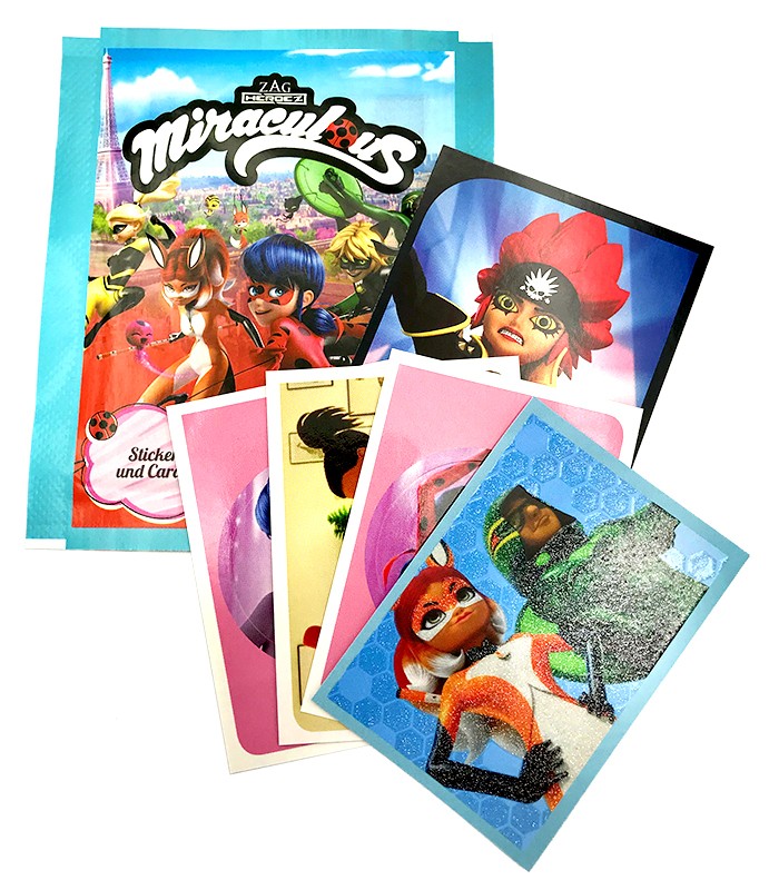 Miraculous Sticker und Trading Cards Stickertüte mit Inhalt
