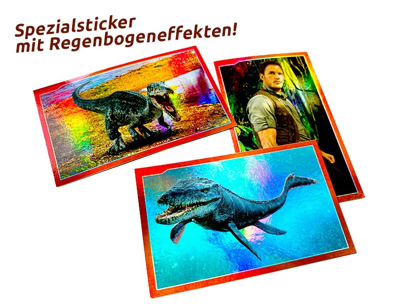 Jurassic World Sticker und Cards Regenbogeneffekt Beispiel Sticker