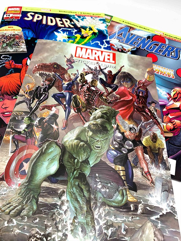 Marvel-Meilensteine Stickeralbum in den Heftserien Spider-Man, Avengers und Deadpool