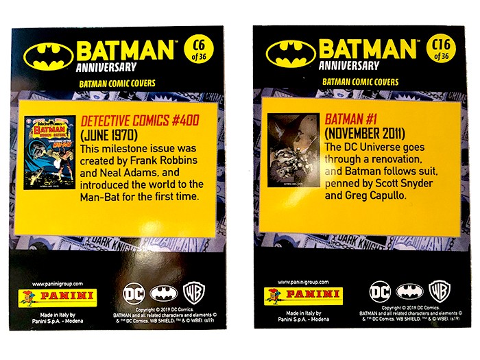 80 Jahre Batman Jubiläumskollektion: Batman Comic Covers Trading Cards hinten