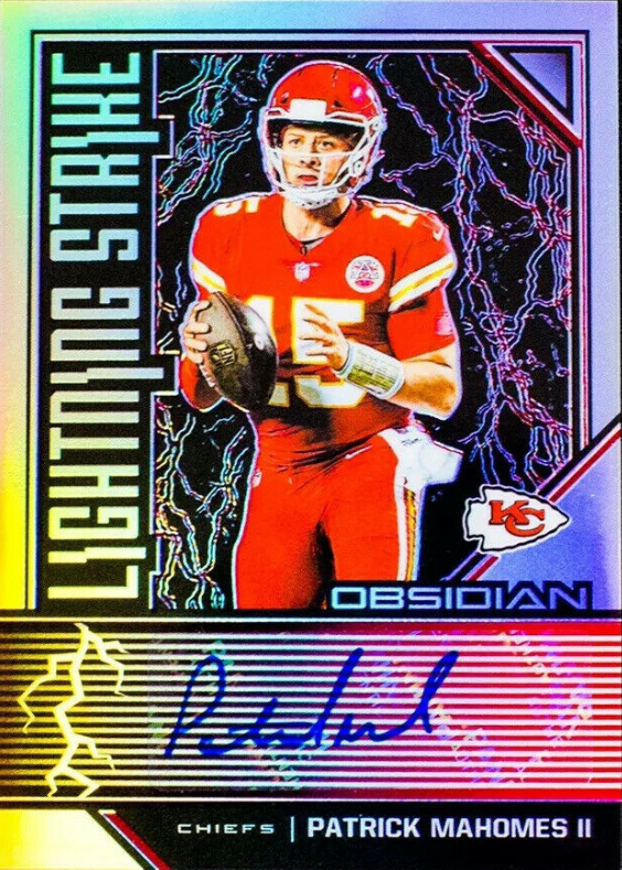 Patrick Mahomes Autogramm-Card aus der Obsidian NFL 2019 Kollektion